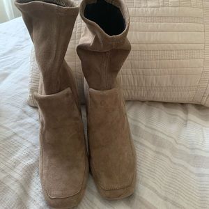 Joanna Suede Sock Boots in Tobacco (Brown)
